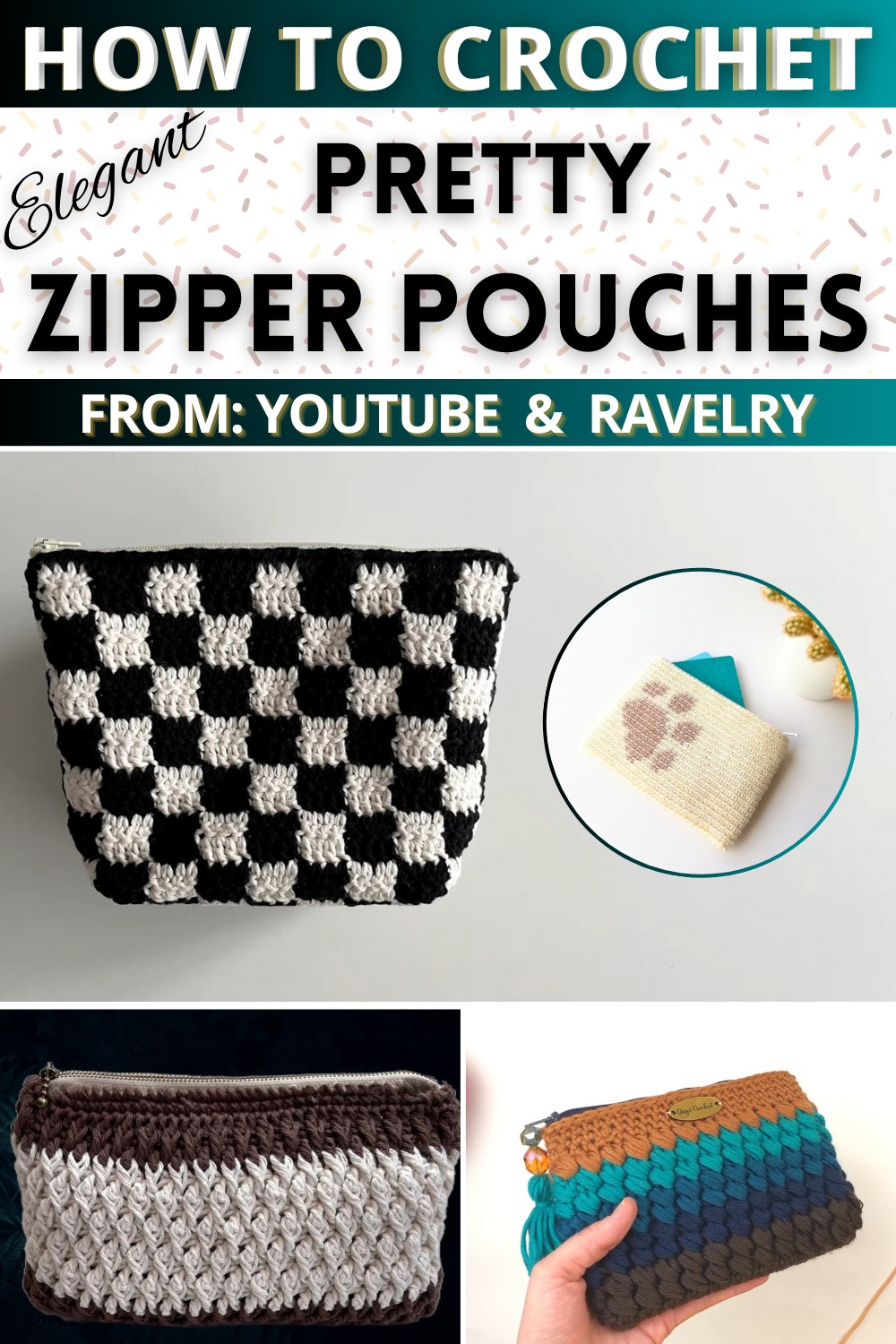 Pretty Crochet Zipper Pouches