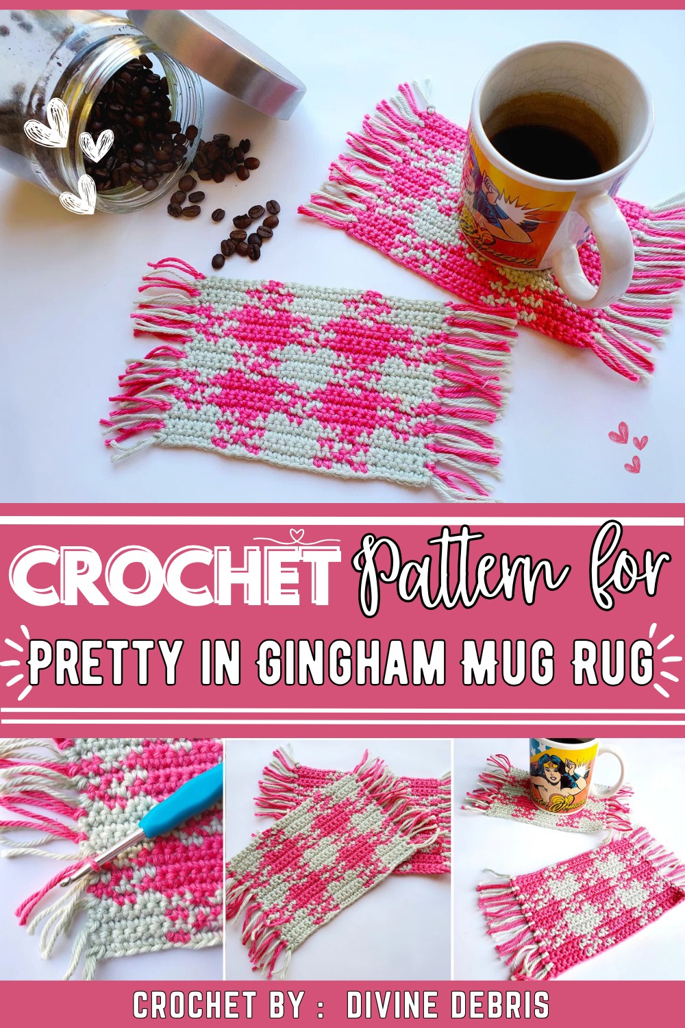 Pretty in Gingham Mug Rug