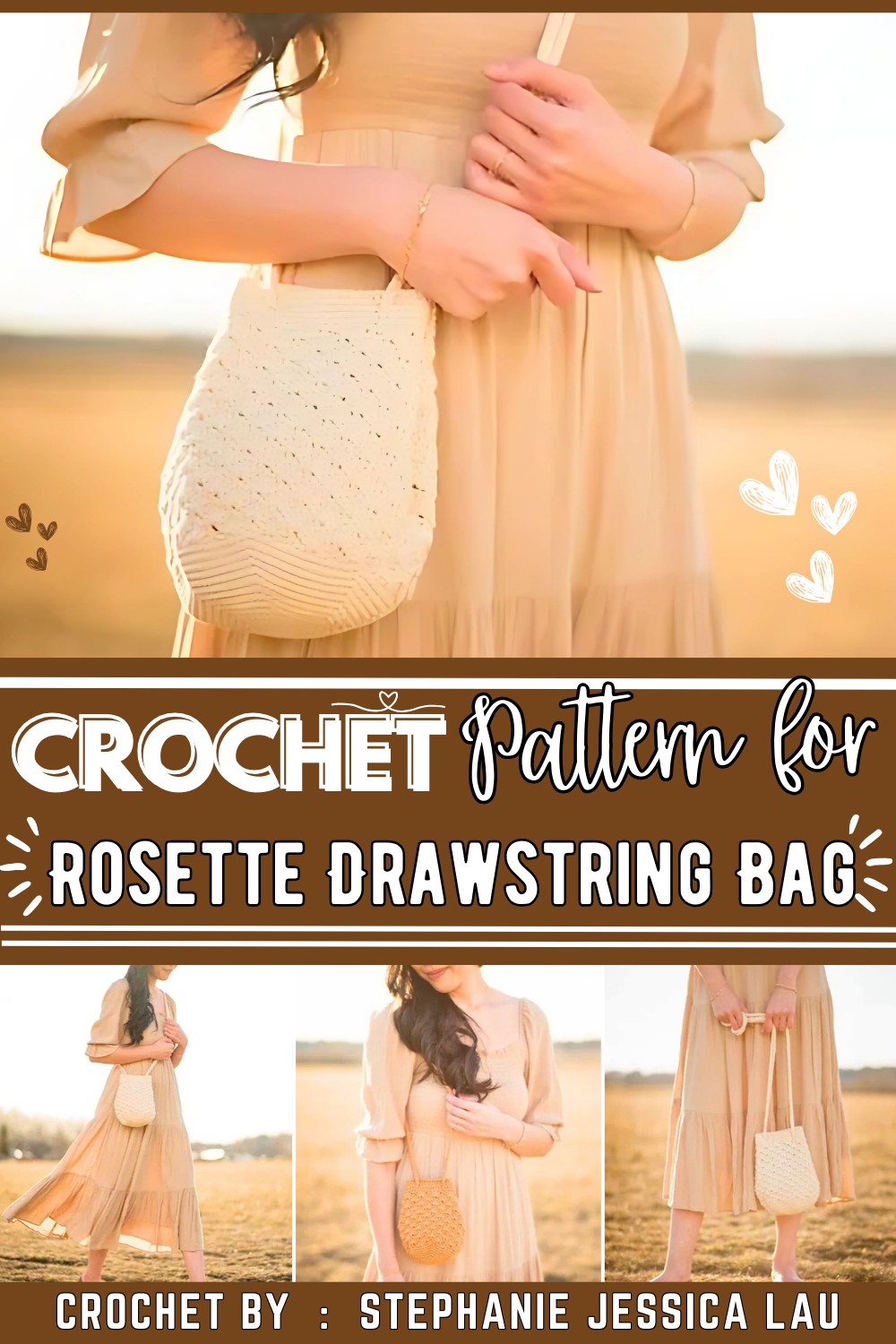 Rosette Drawstring Bag