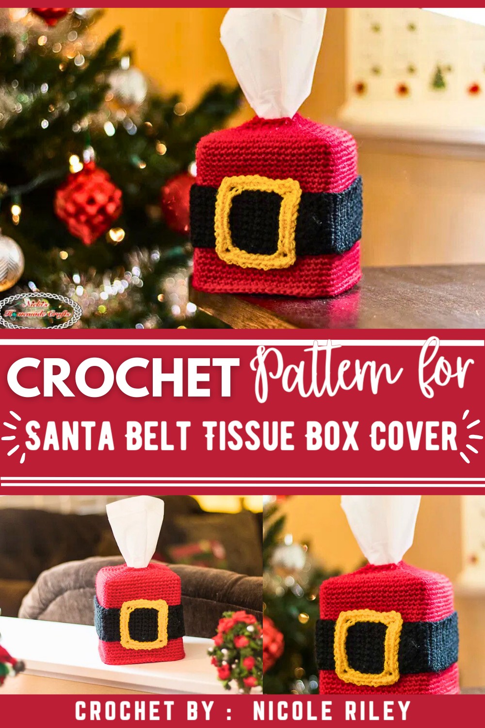 Santa Belt Tissue Box Cover