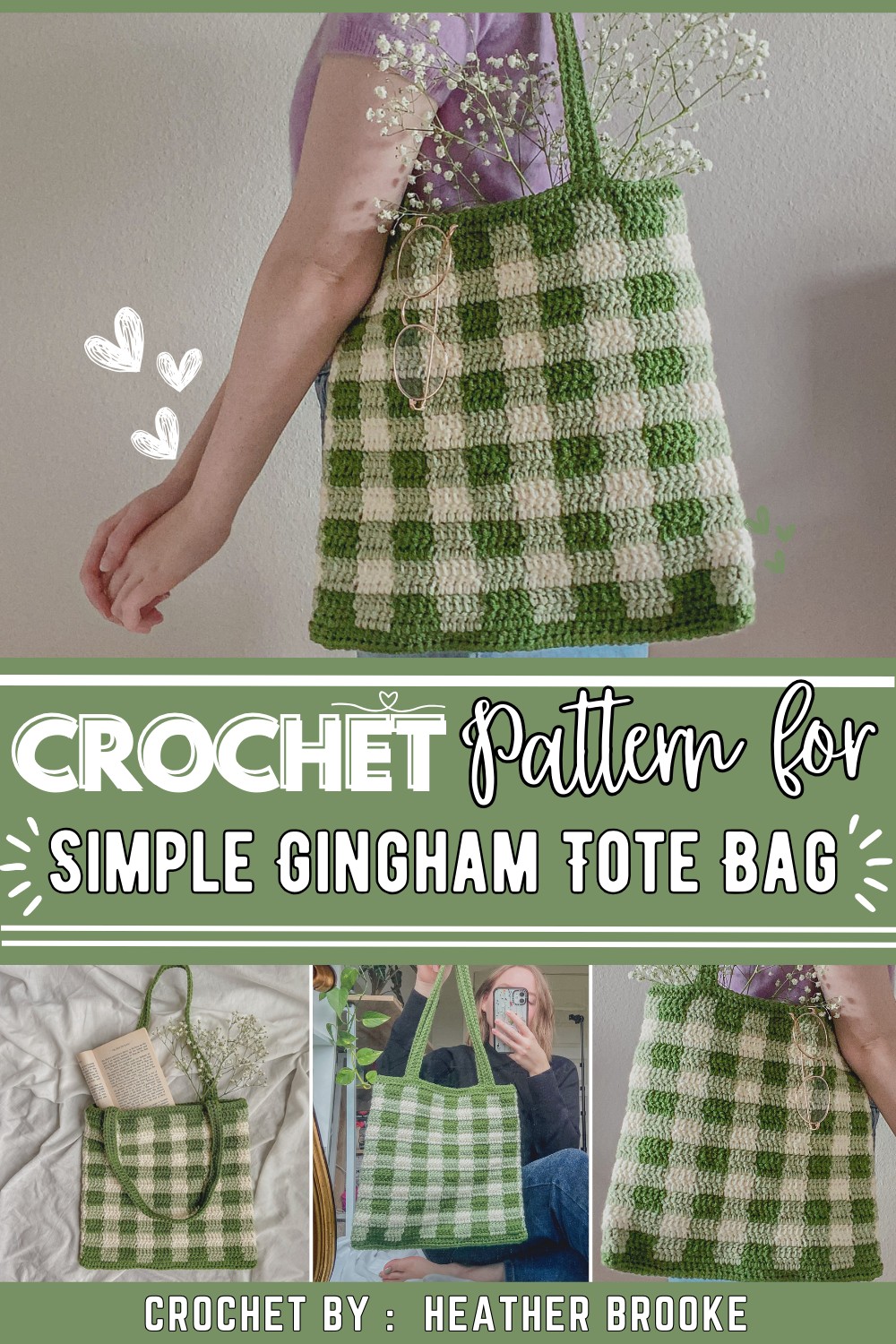 Simple Crochet Gingham Tote Bag