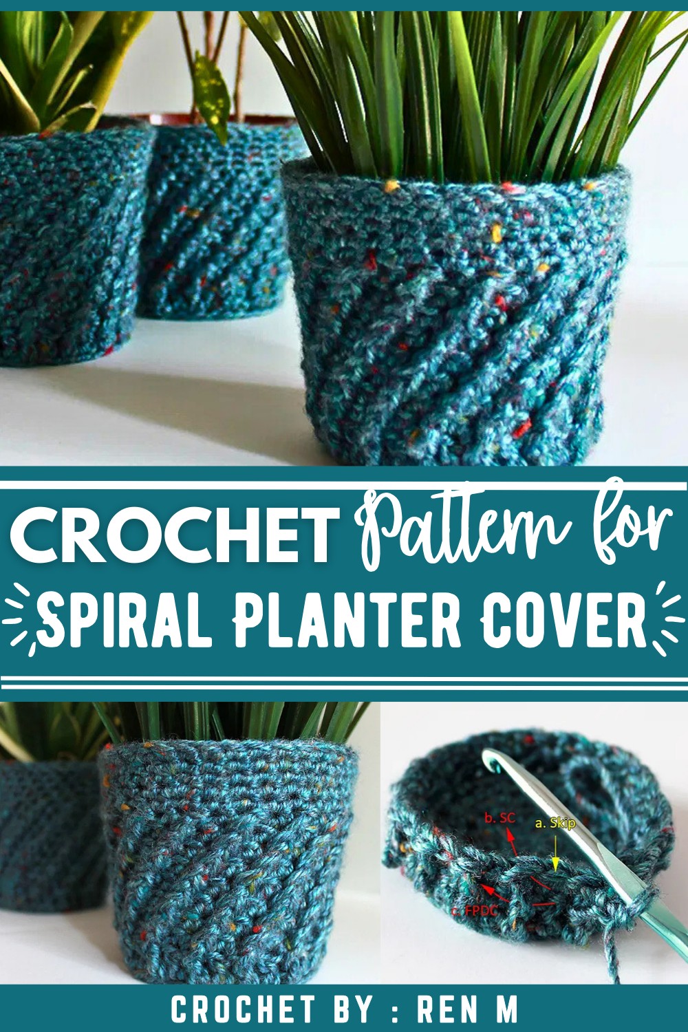 Spiral Crochet Planter Cover