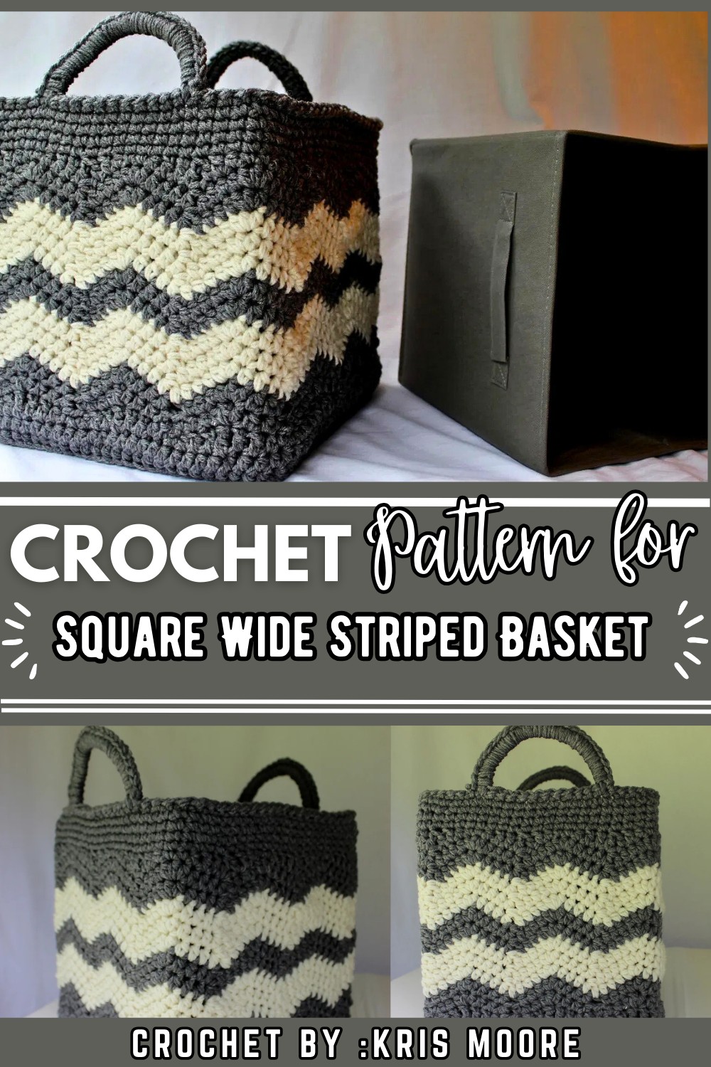 Square Wide Striped Basket