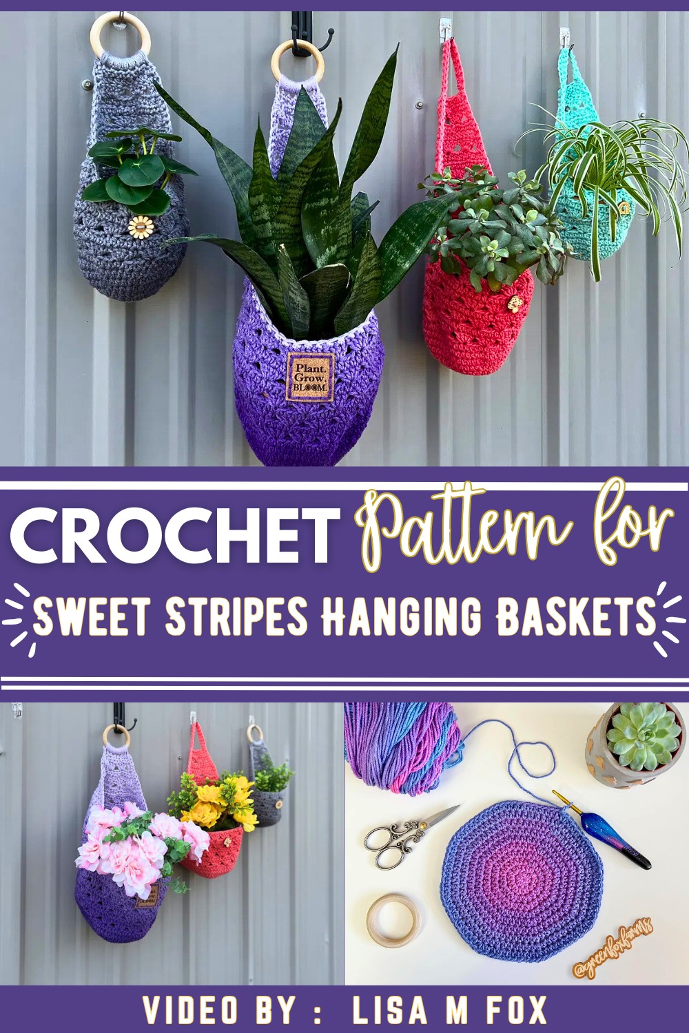 Sweet Stripes Hanging Baskets