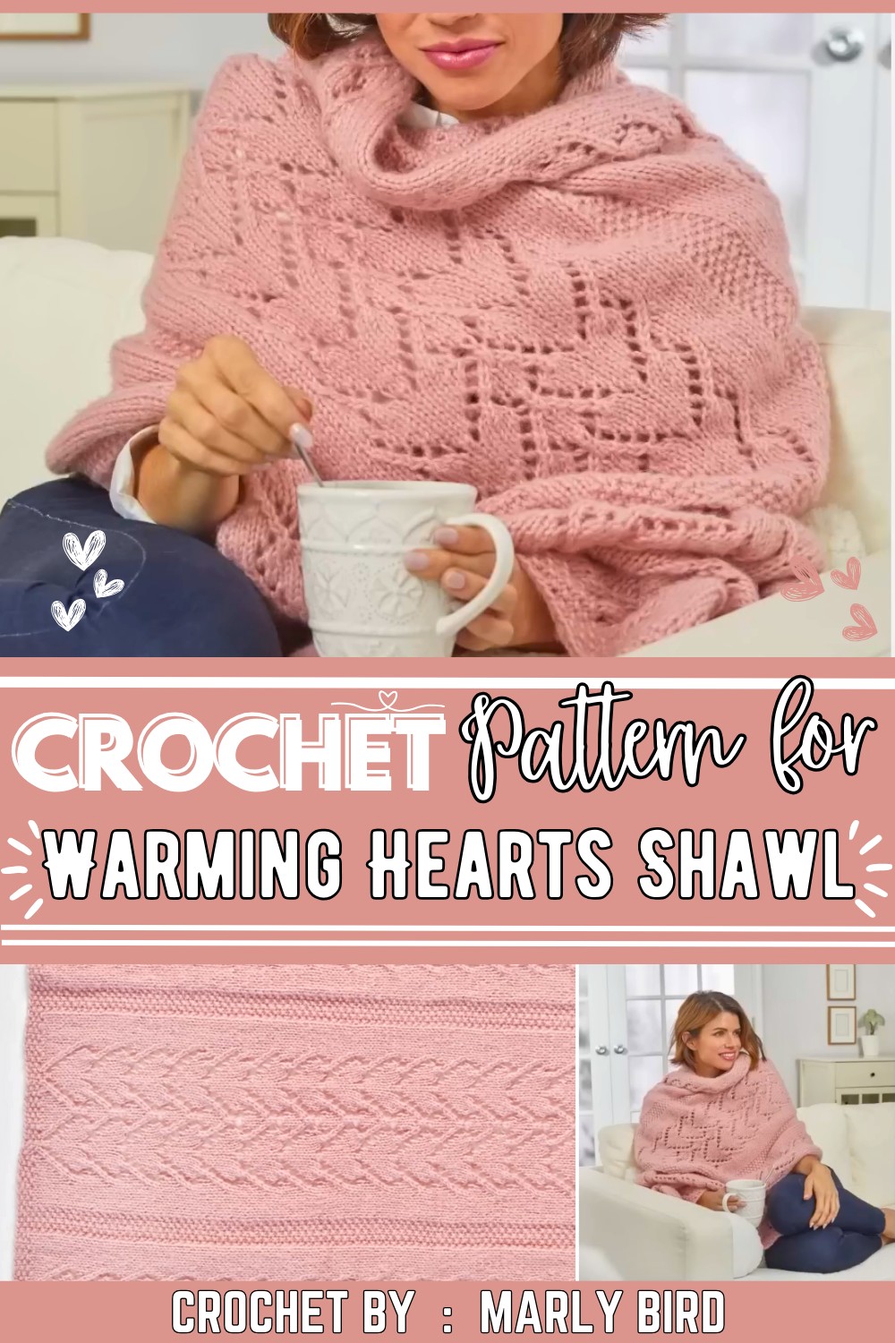 Warming Hearts Sofa Shawl Free Knit Shawl Pattern