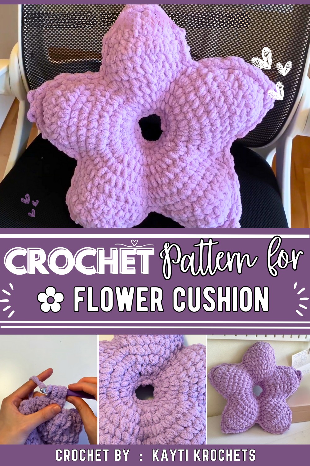 crochet flower cushion pillow tutorial