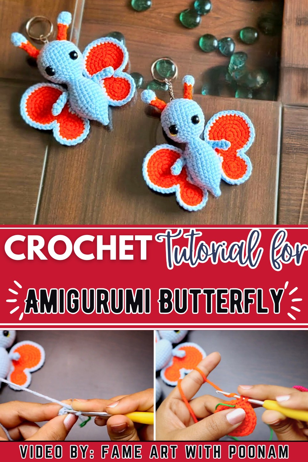 Amigurumi Butterfly keychain