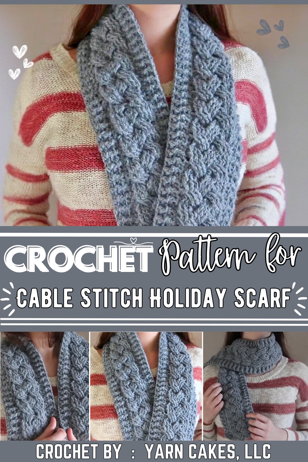 Crochet Cable Stitch Holiday Scarf DIY Tutorial