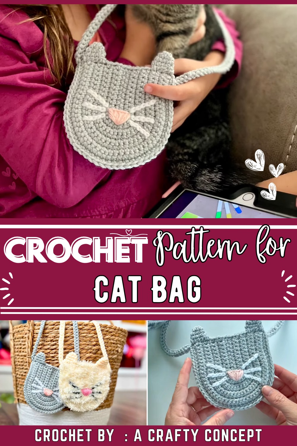 Crochet Cat Bag- Quick Easy Pattern