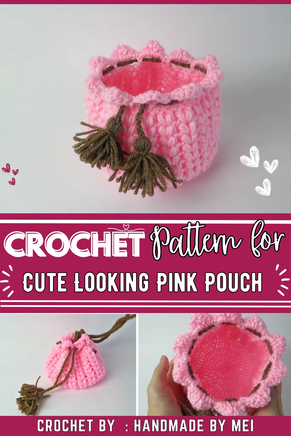 Crochet Easy & Cute Looking Pink Pouch For Beginners