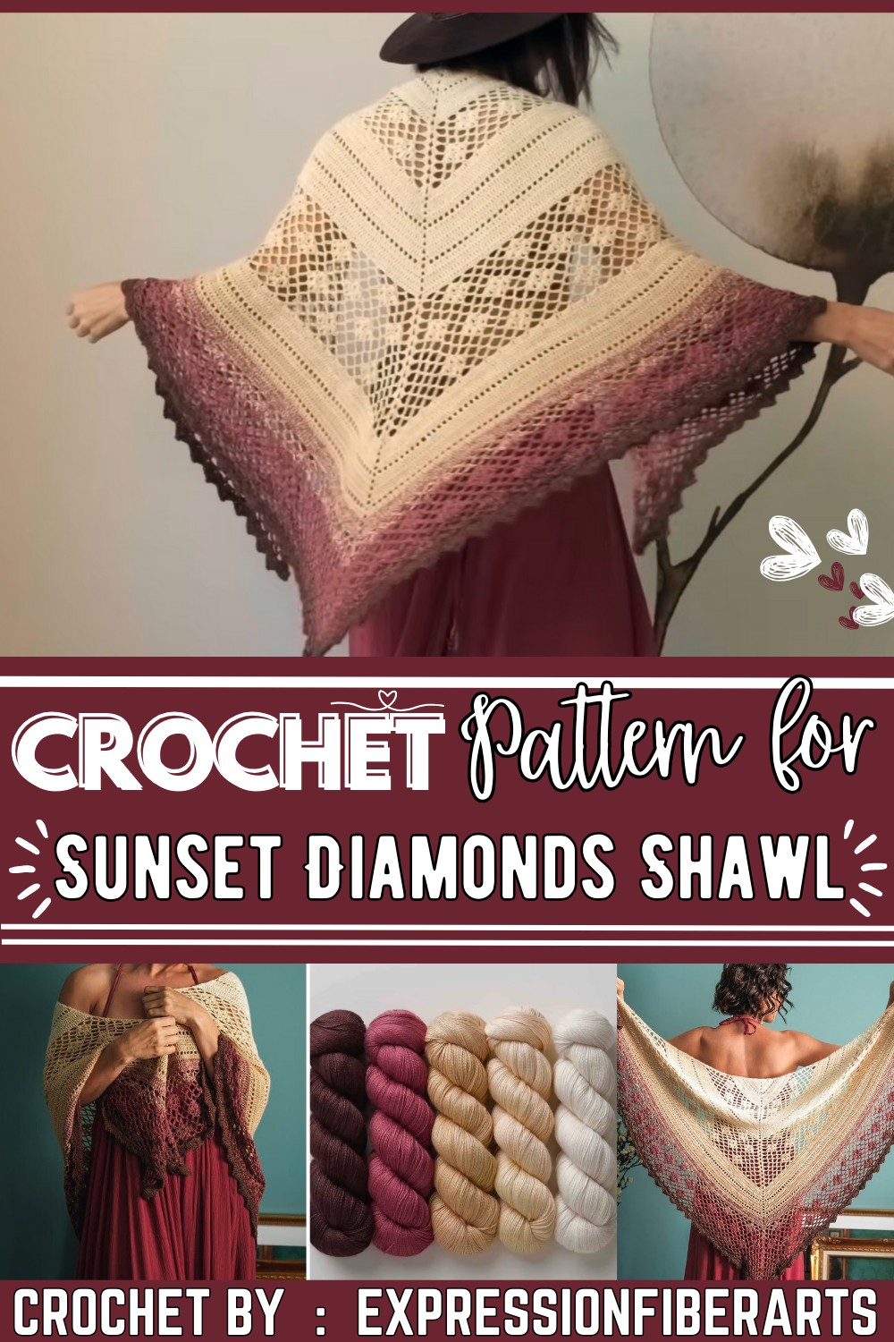 Crochet The Adventurous Beginner Sunset Diamonds Shawl
