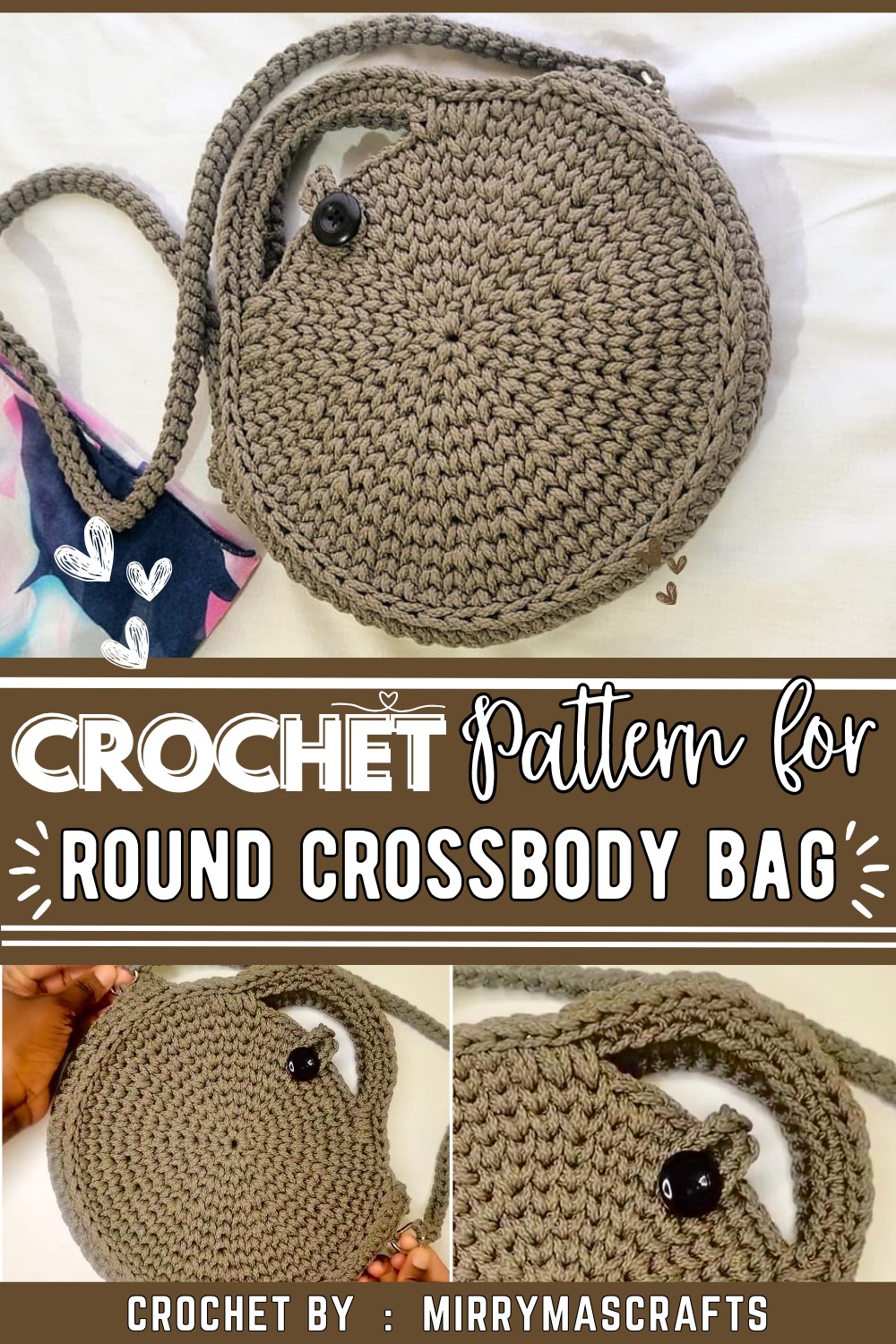 Crochet round crossbody bag tutorial