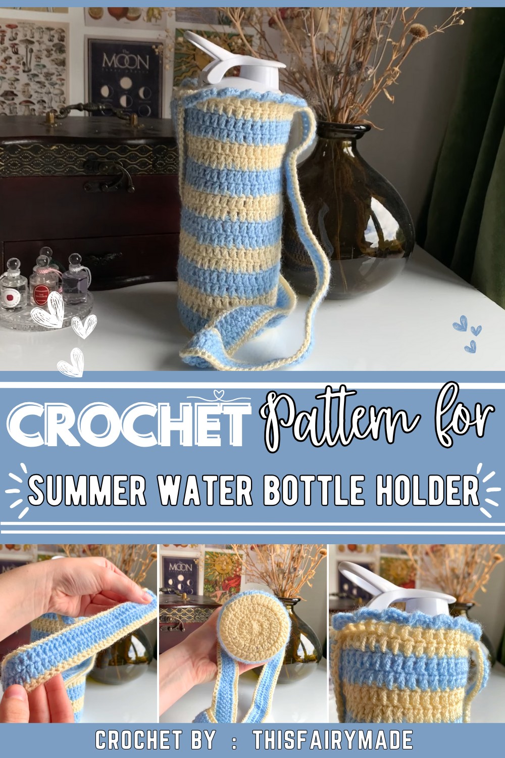 Cute Crochet Summer Water Bottle Holder Bag Tutorial