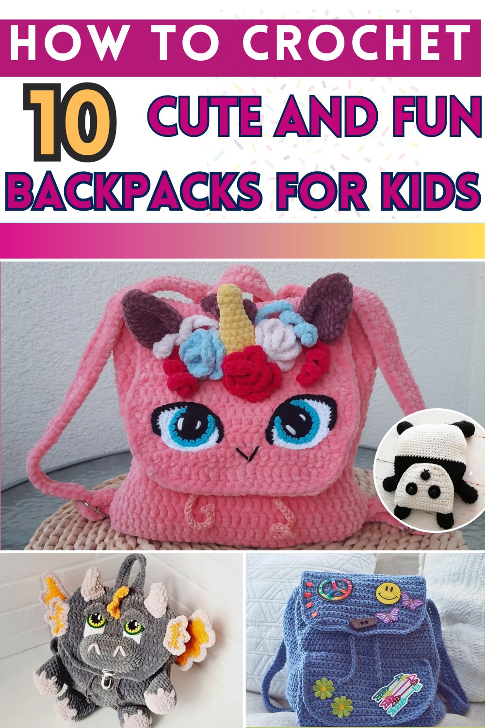Cute and Fun Backpacks for Kids Free Crochet Patterns