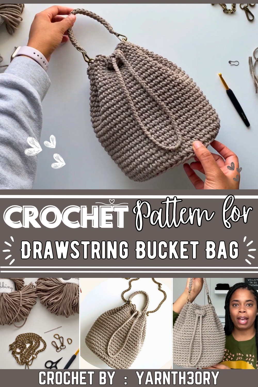 Drawstring Bucket Bag Crochet Tutorial