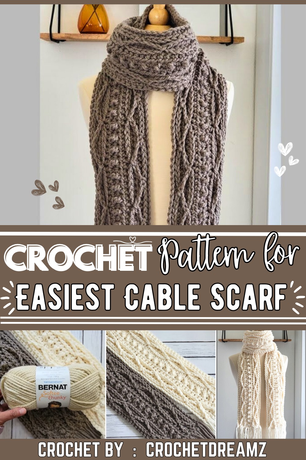 Easiest Crochet Cable Scarf