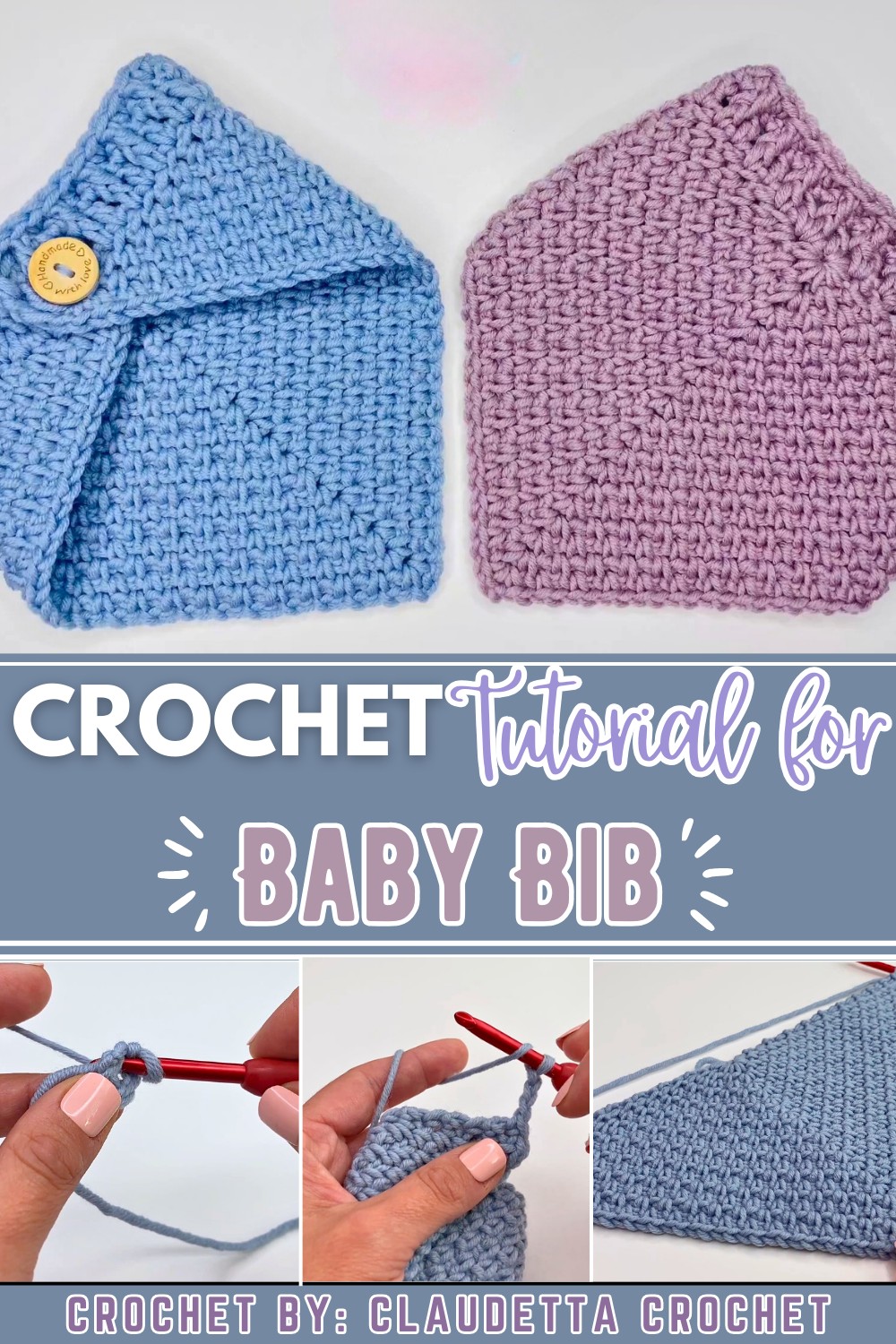 Easy Crochet Baby Bib Bandana Step-by-Step Tutorial