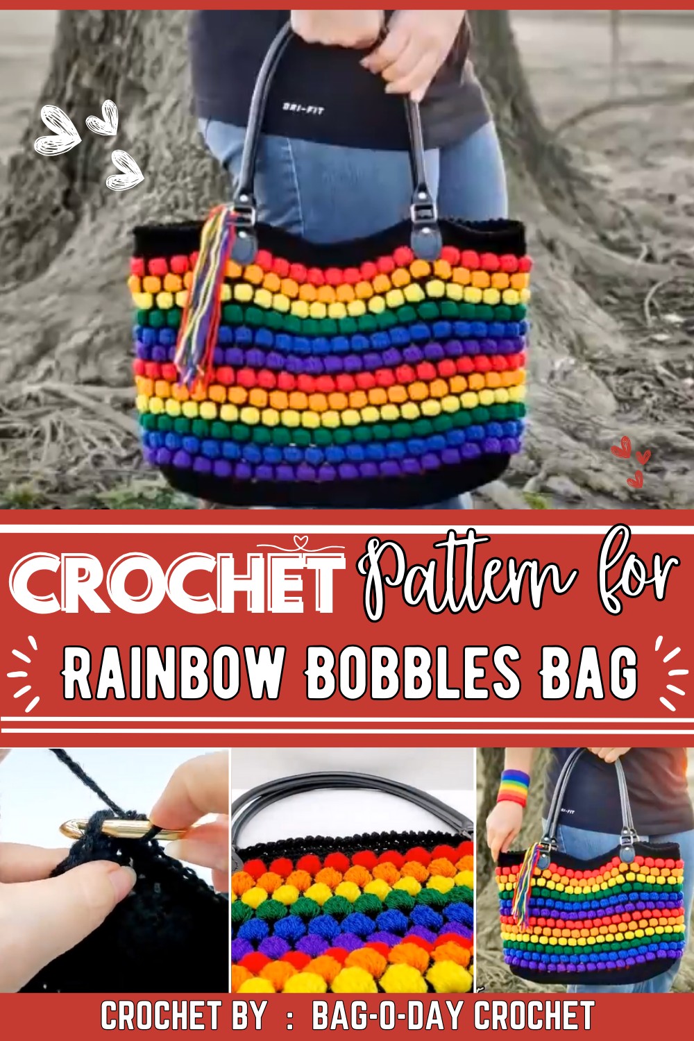 Easy Crochet Bag Rainbow Bobbles