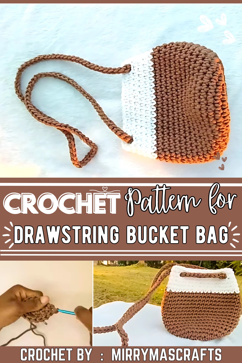 Easy Crochet Bucket Bag Crochet Drawstring Bag