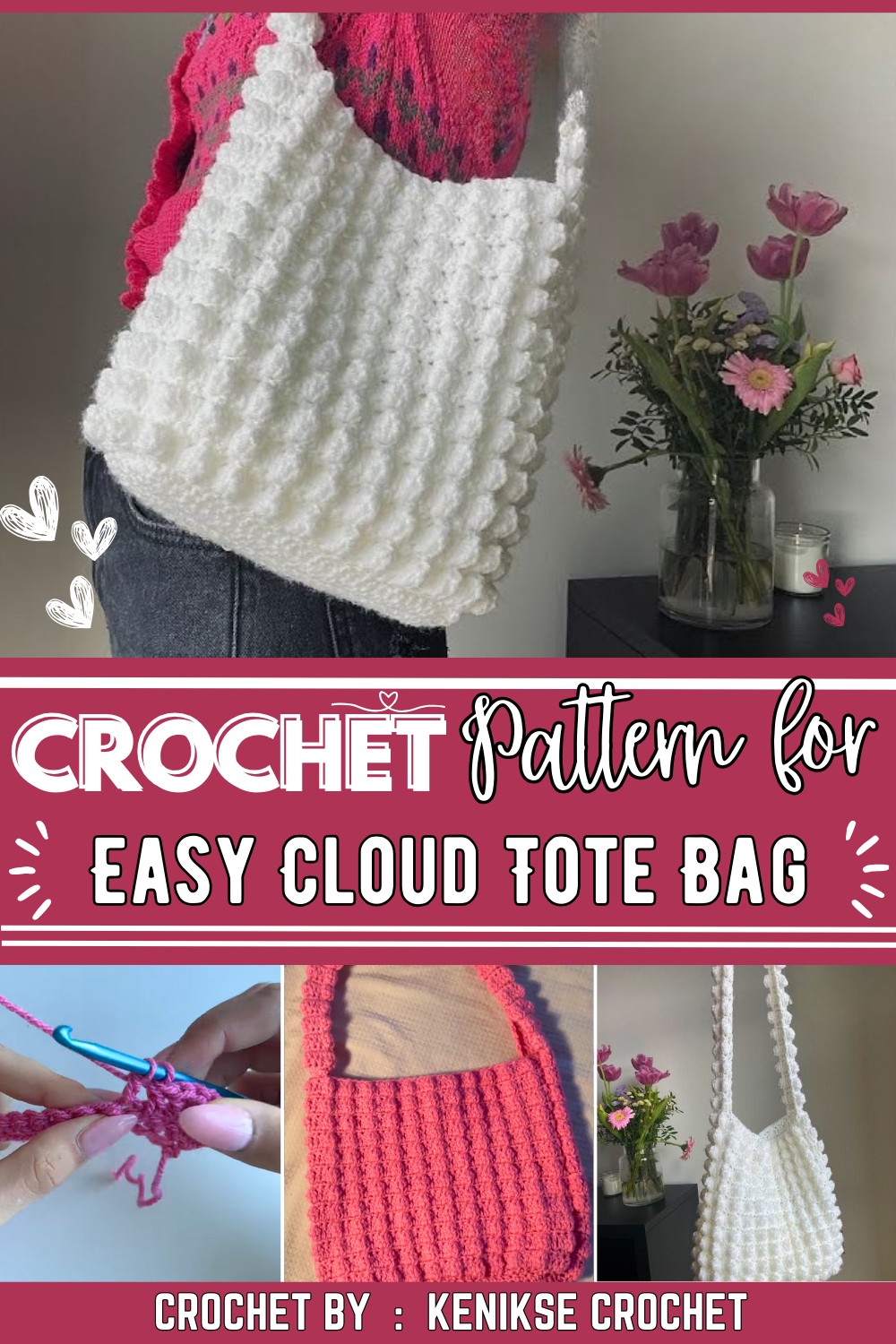 Easy Crochet Cloud Tote Bag Tutorial I Kenikse Crochet
