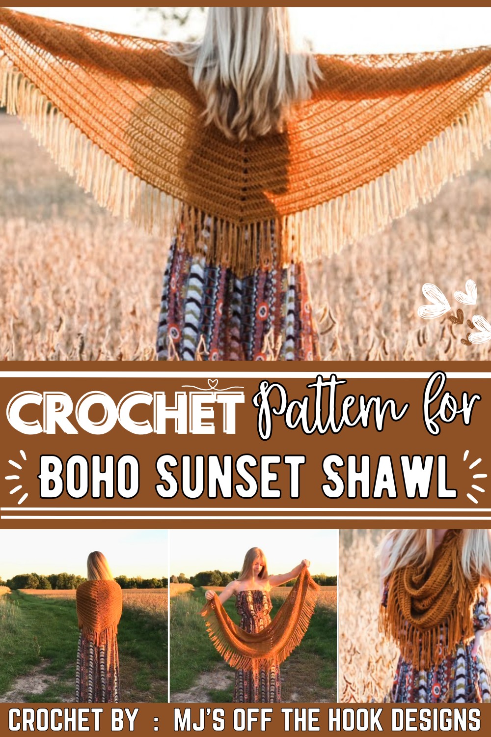 Easy Free Crochet Shawl Pattern - Boho Sunset Shawl