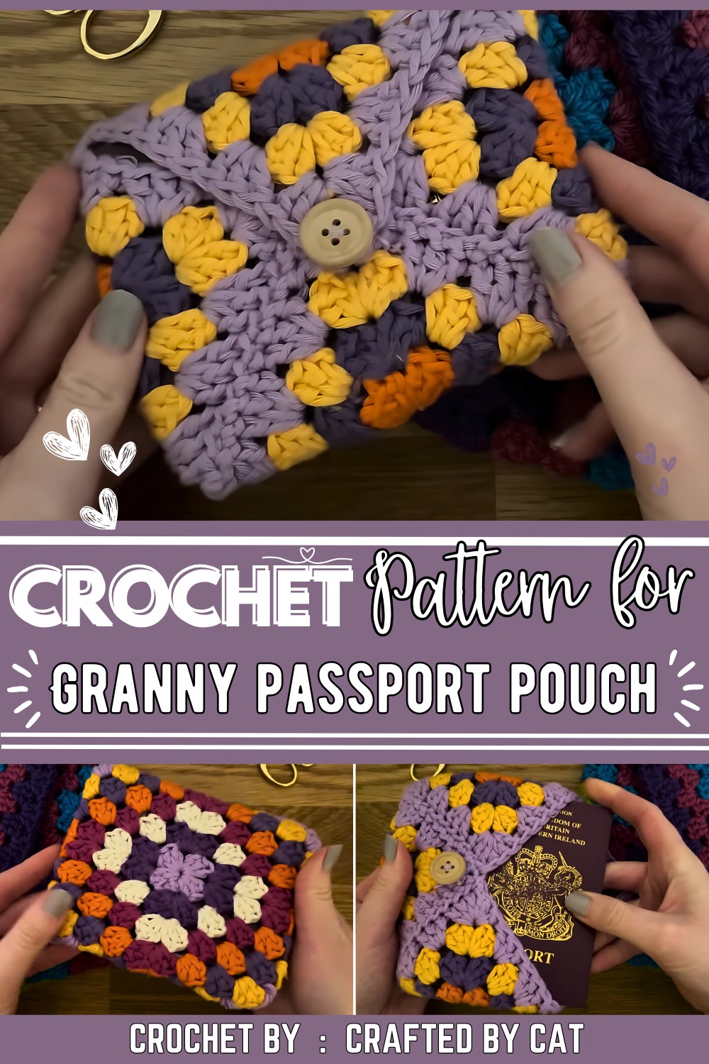 Granny Square Pouch Easy Crochet Pattern