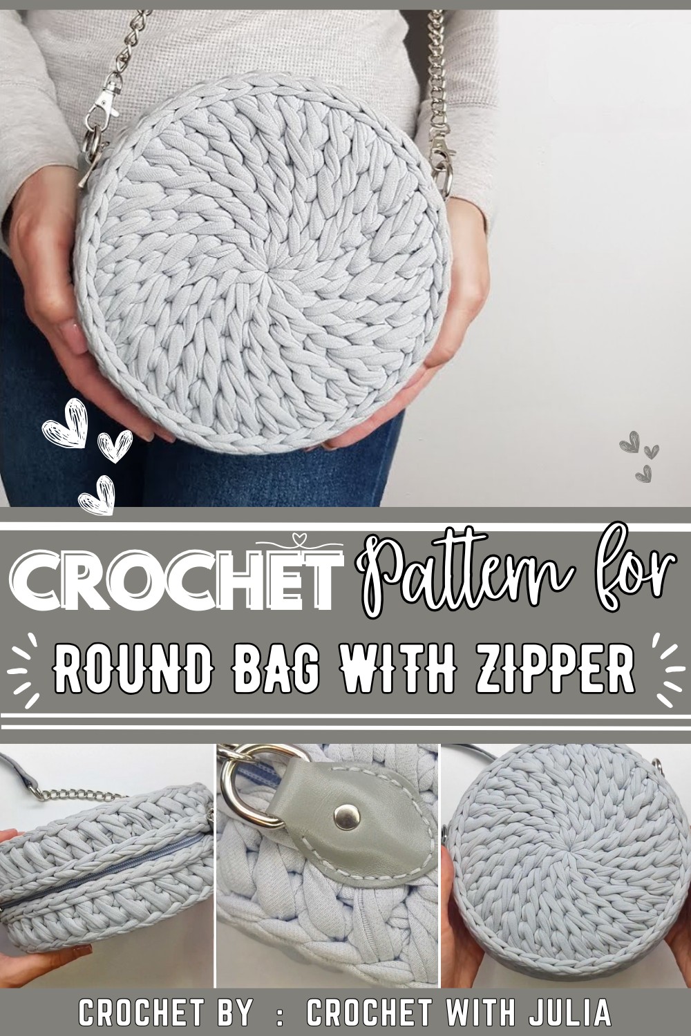 How To Crochet Round Bag With Zipper
