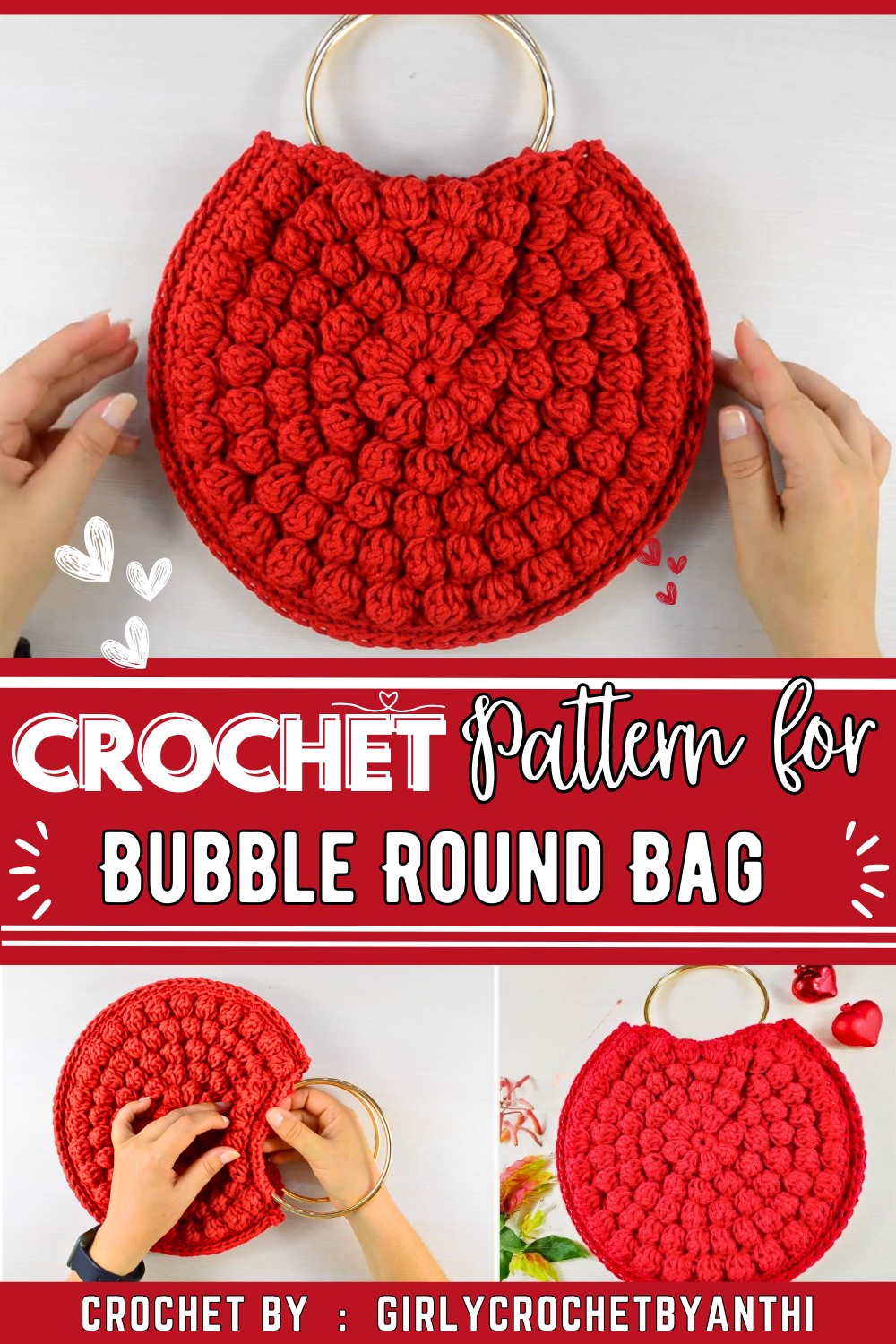 How to Crochet a Bubble Round Bag Handbag Tutorial