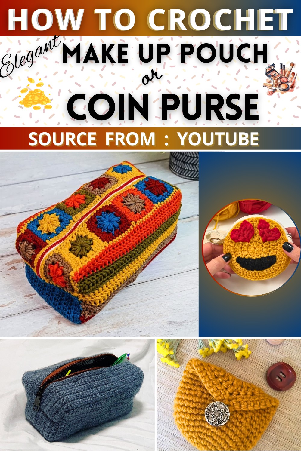 Make Up Pouch or Coin Purse Free Crochet Pattern