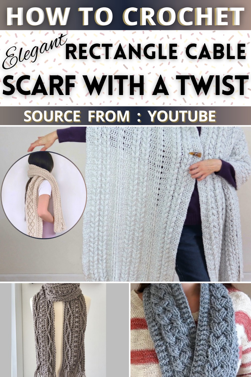 Rectangle Scarf with a Twist Free Crochet Patterns