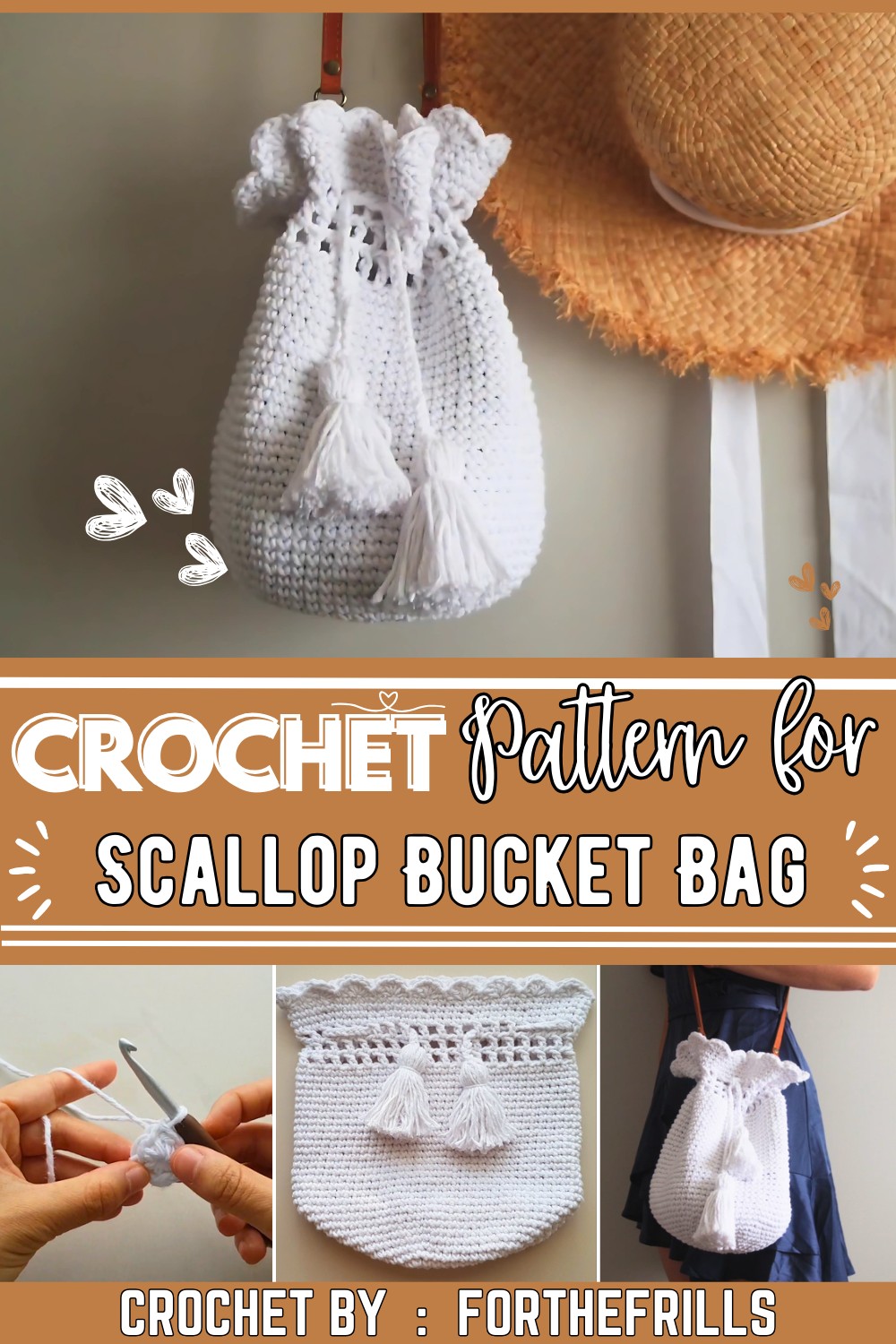 Scallop Crochet Bucket Bag DIY tutorial