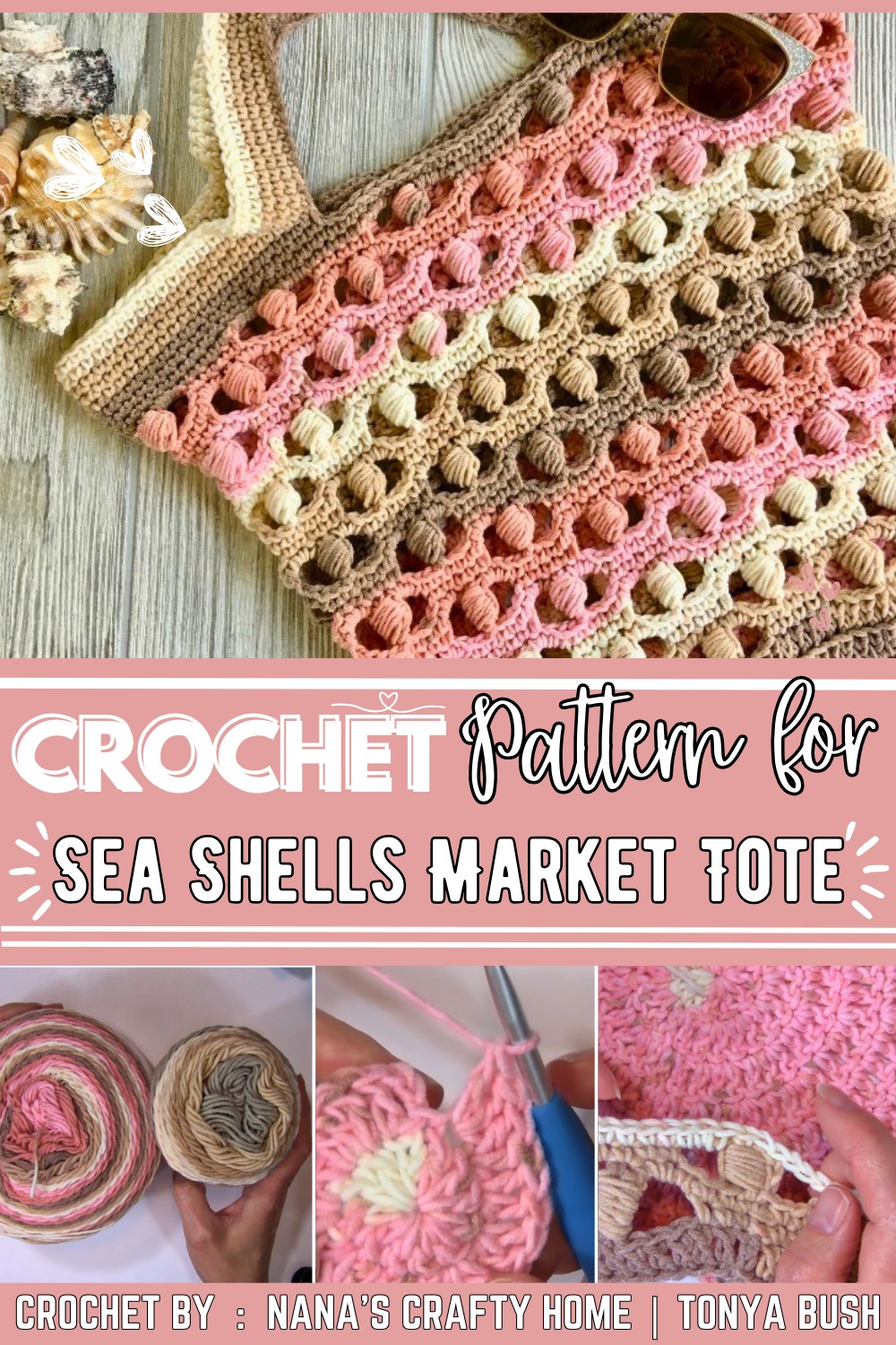 Sea Shells by the Sea Shore Market Tote Bag Crochet Tutorial