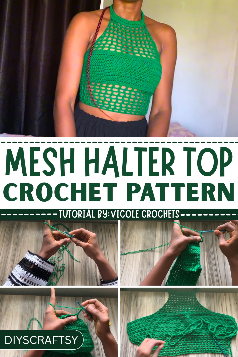 Airy Crochet Mesh Halter Top