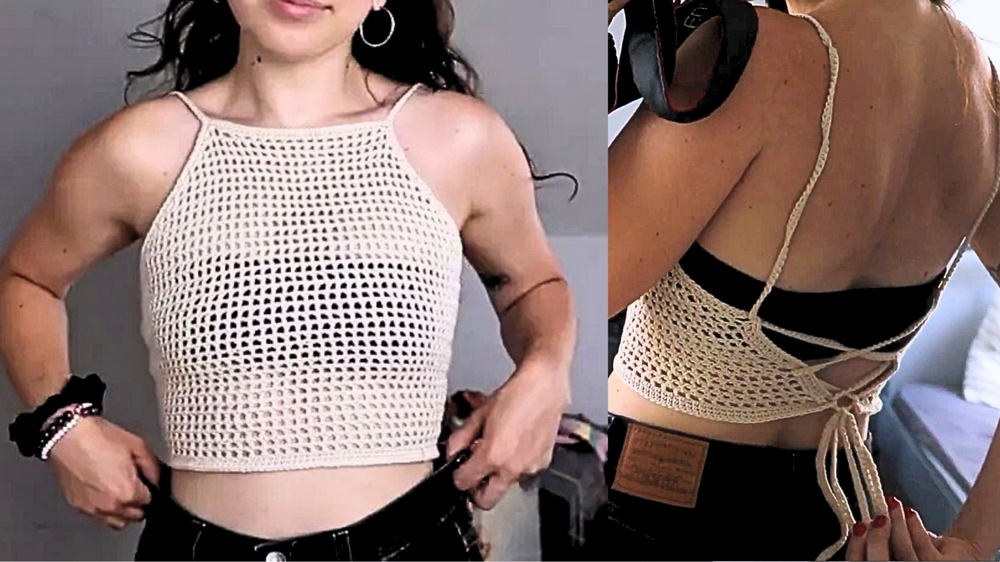 Crochet Mesh Halter Top Tutorial 1
