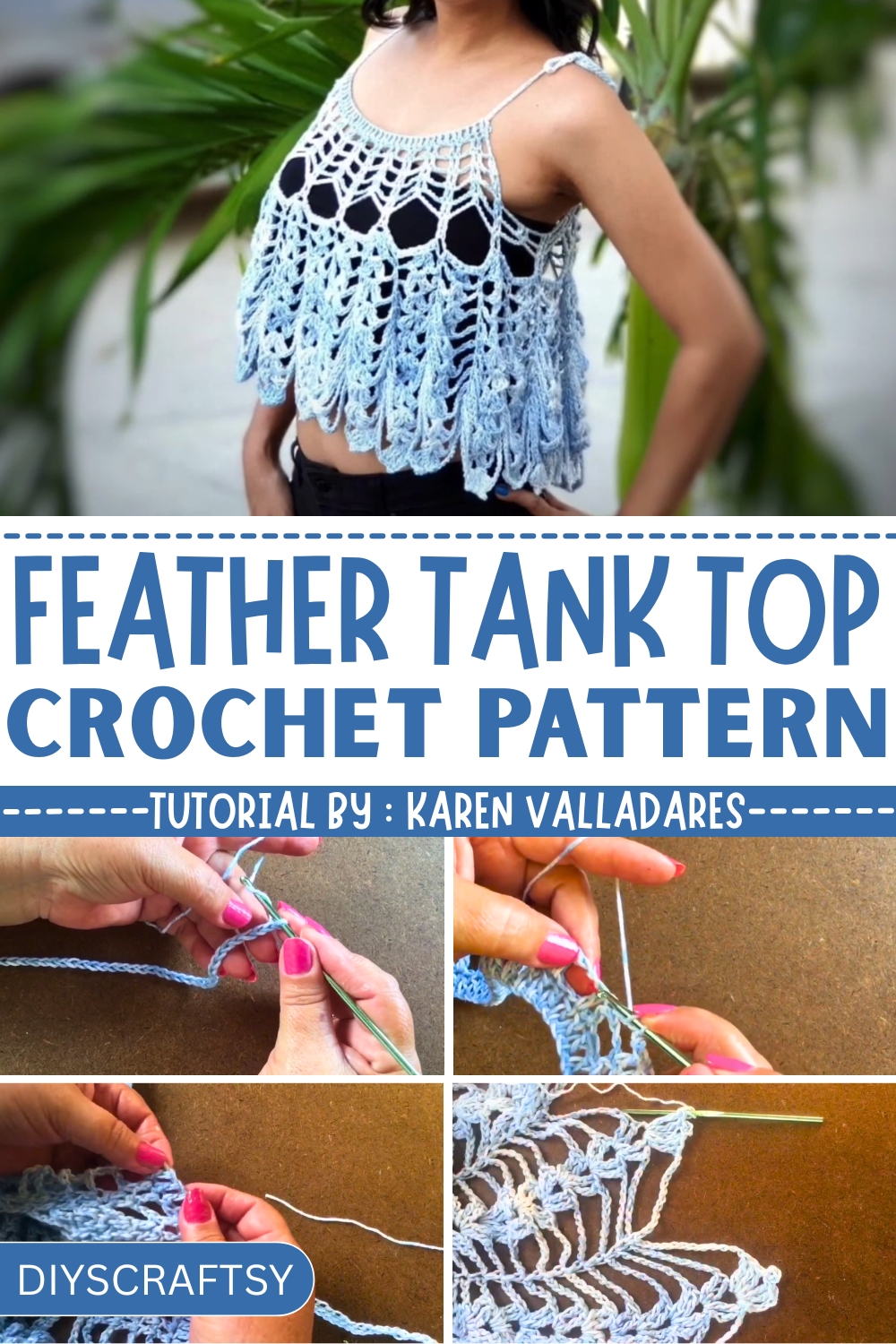 Easy Crochet Feather Tank Top with Free Pattern