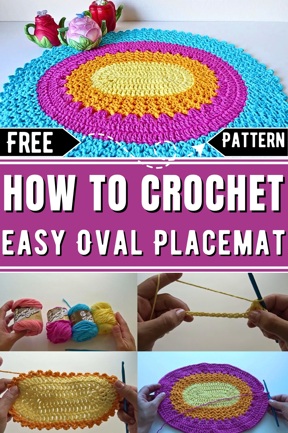 Easy Crochet Placemat Easy Crochet Oval Placemat