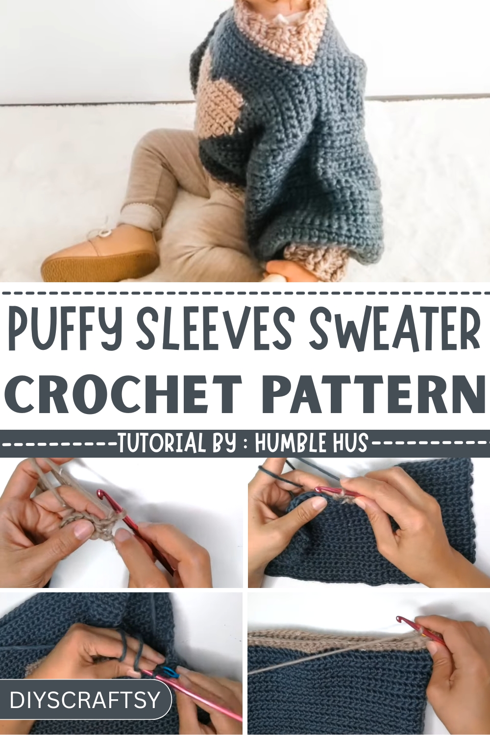Easy Crochet Puffy Sleeves Sweater with Free Pattern