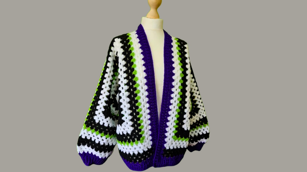 FREE & Stylish Crochet Beetlejuice Cardigan Pattern 1