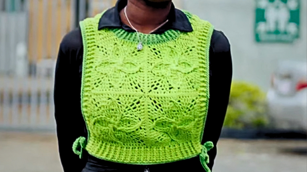 Fit and Drape Crochet Afghan Side Tie Vest Pattern 1
