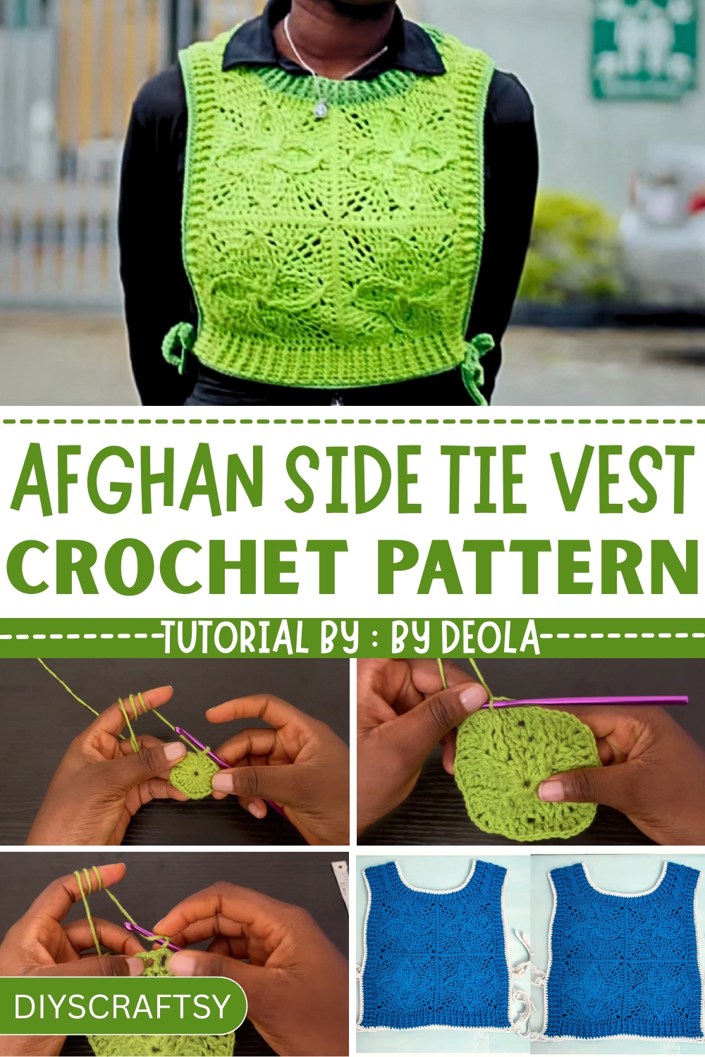 Fit and Drape Crochet Afghan Side Tie Vest Pattern