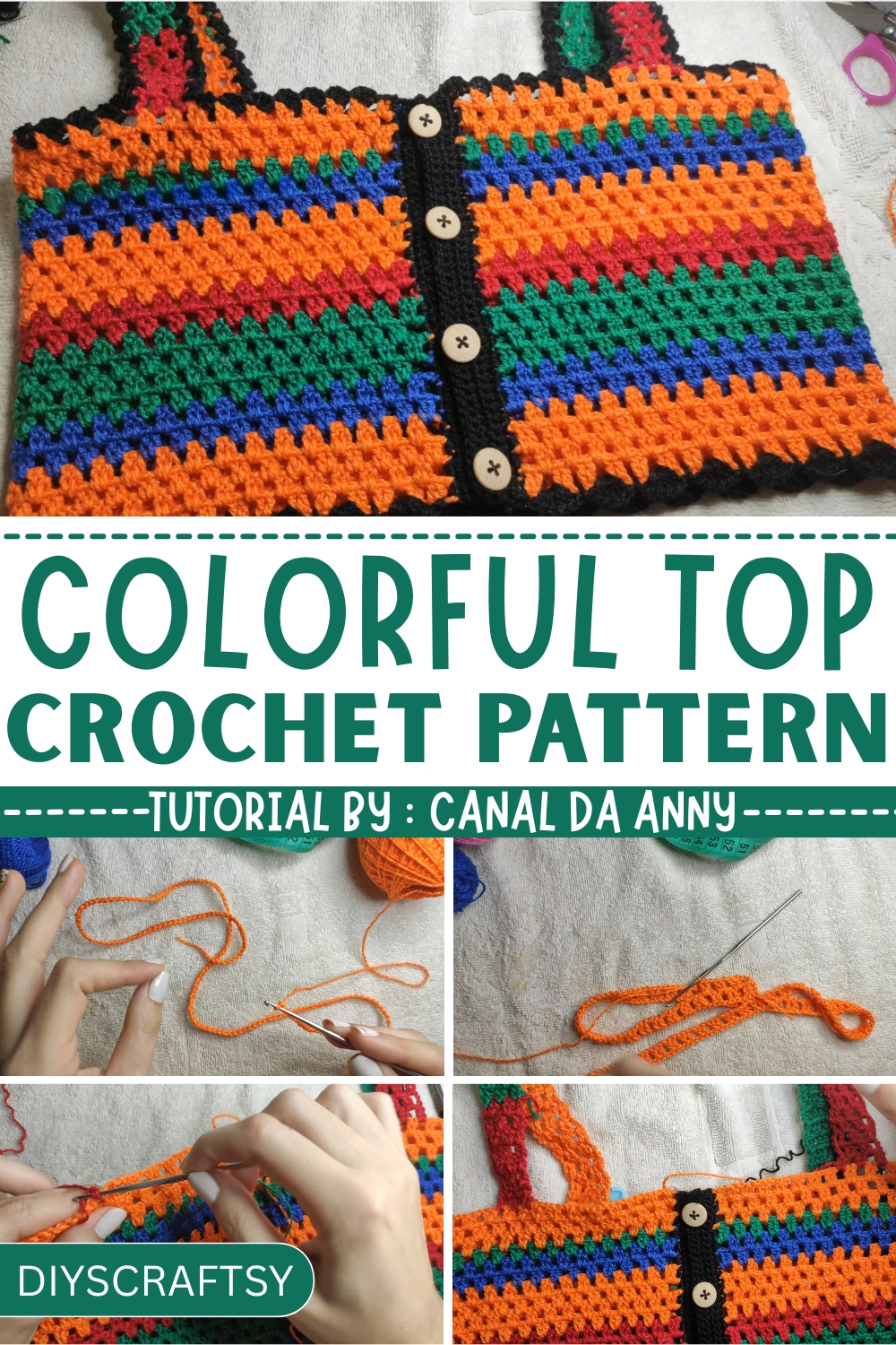 Free Crochet COLORFUL TOP Pattern