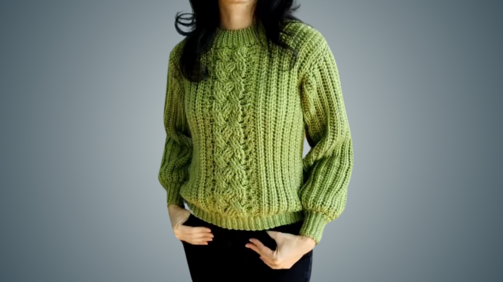 Free Crochet Cable Stitch Sweater Pattern 1