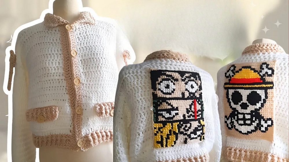 Free Crochet Cardigan With Swapable Back Panels Pattern 1