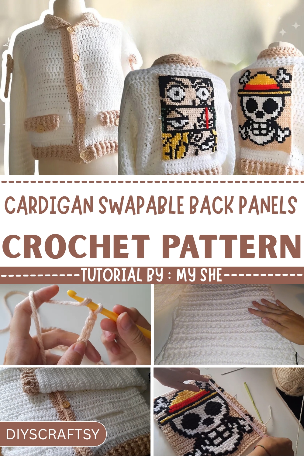 Free Crochet Cardigan With Swapable Back Panels Pattern