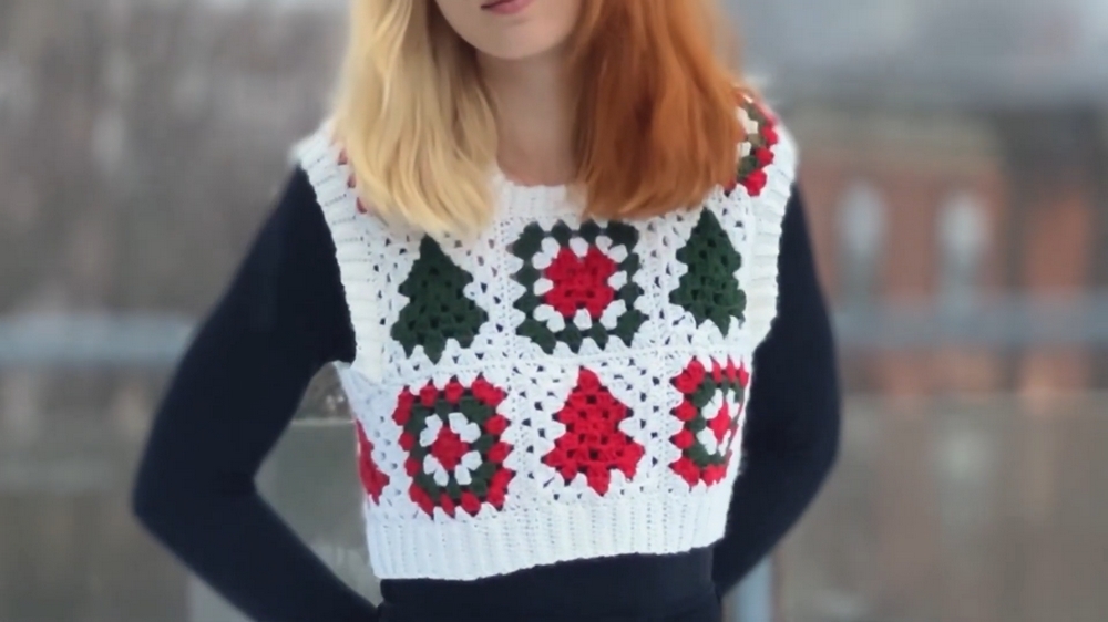 Free Crochet Granny Square Sweater Pattern 1