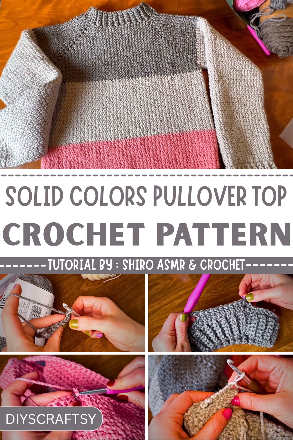 Free Crochet Solid Colors Pullover Pattern
