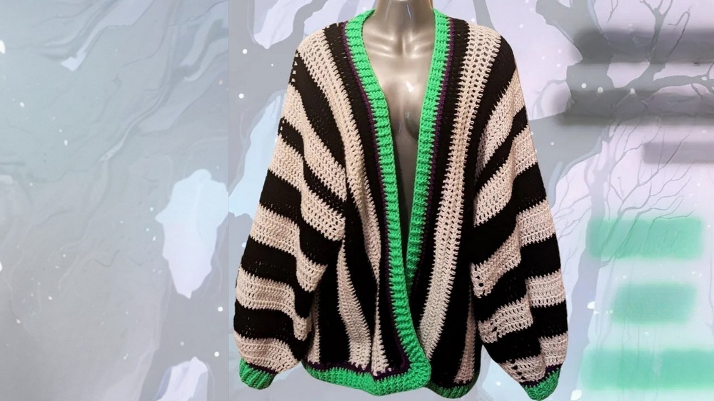 Free Crochet Striped Cardigan Pattern 1