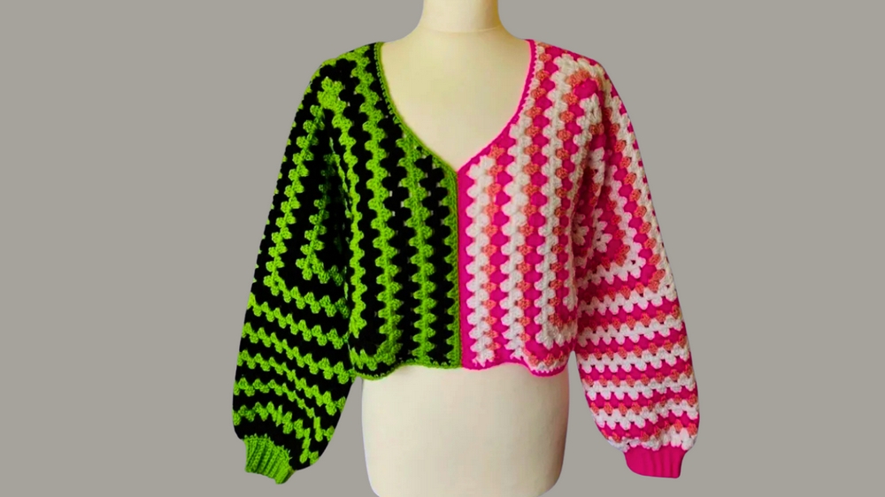 Free Crochet V Neck Hexi Sweater Pattern 1