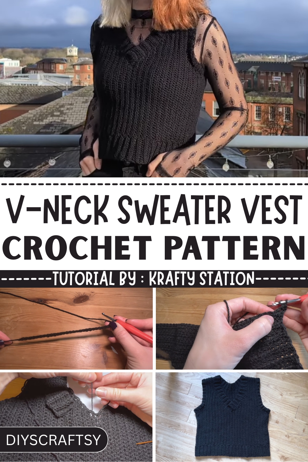 Free Crochet V-Neck Sweater Vest Pattern