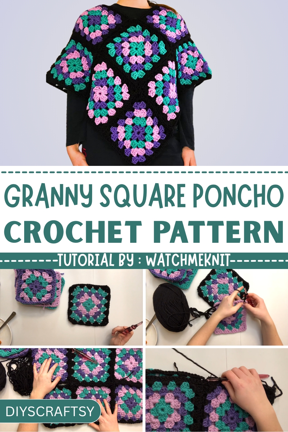 How To Crochet Granny Square Poncho Pattern